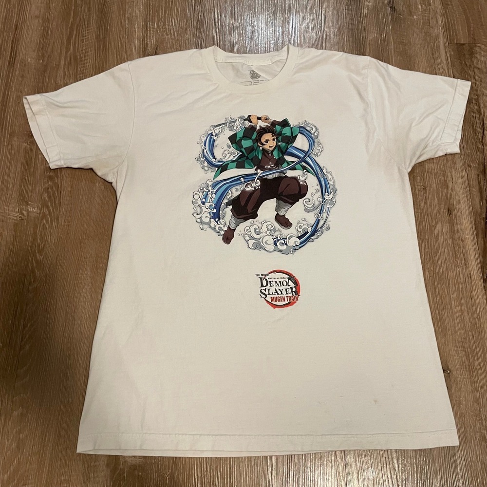 Demon Slayer Mens T-Shirt XL White 100% Cotton Mugen Train Tanjiro Graphic Tee